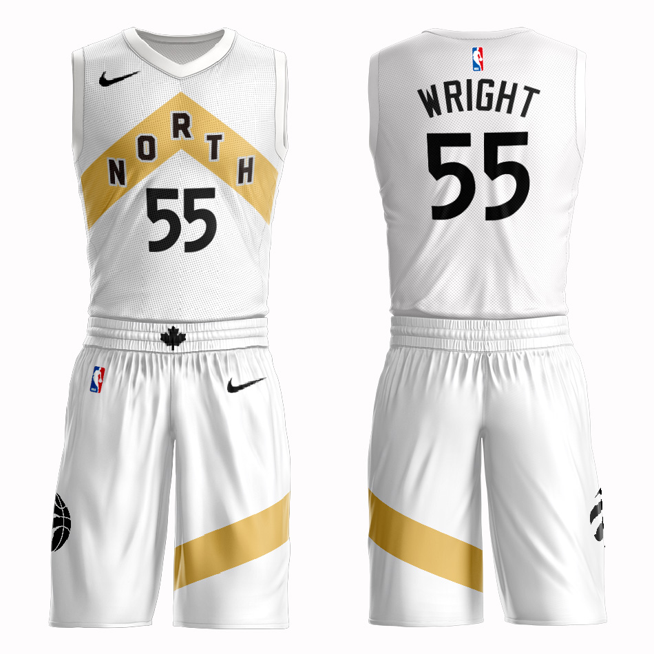 Customized 2019 Men Toronto Raptors #55 Wright white NBA Nike jersey->toronto raptors->NBA Jersey